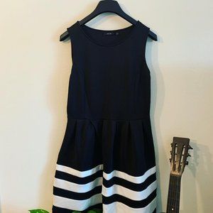 Black Bell Dress with White Piping